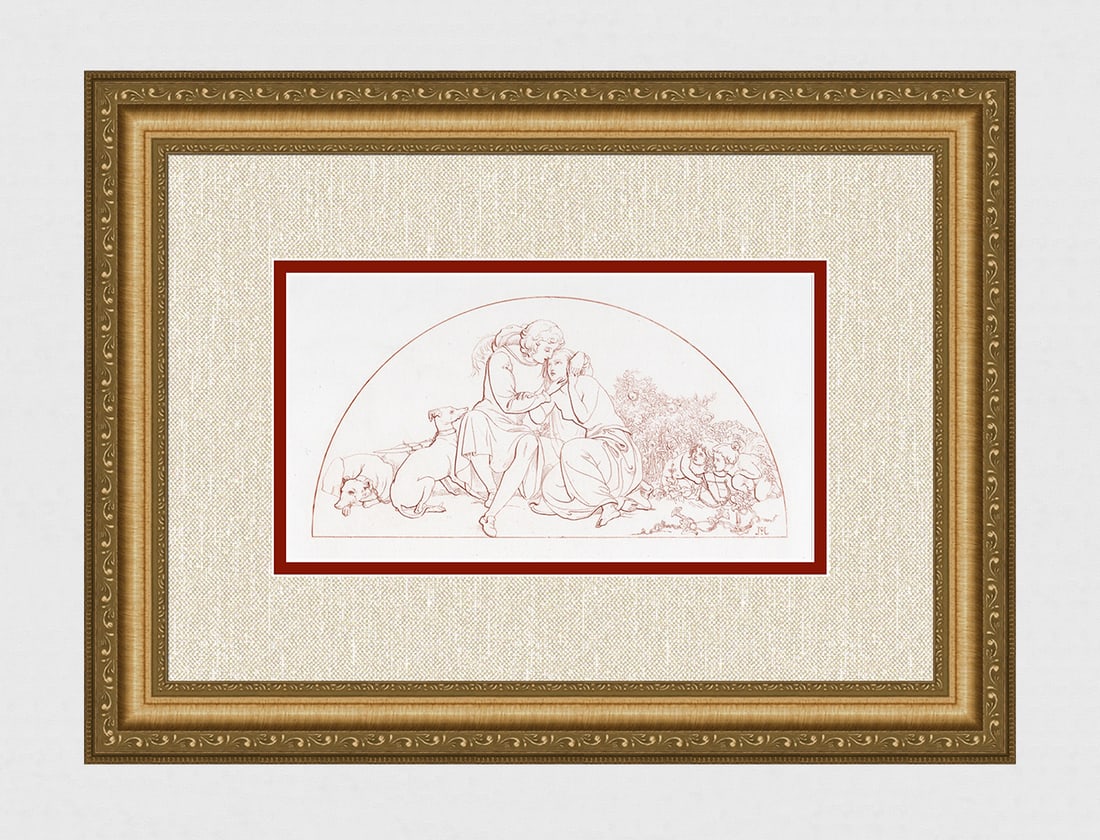 John Everett MILLAIS 1800s Antique print YOUTH Framed Signed: Sir John Everett Millais, 1st Baronet, (English, 1829-1896). Youth. Antique engraving on wove paper after the original drawing by a Master Engraver. Year: 1881. Signed in the plate, lower right. Image