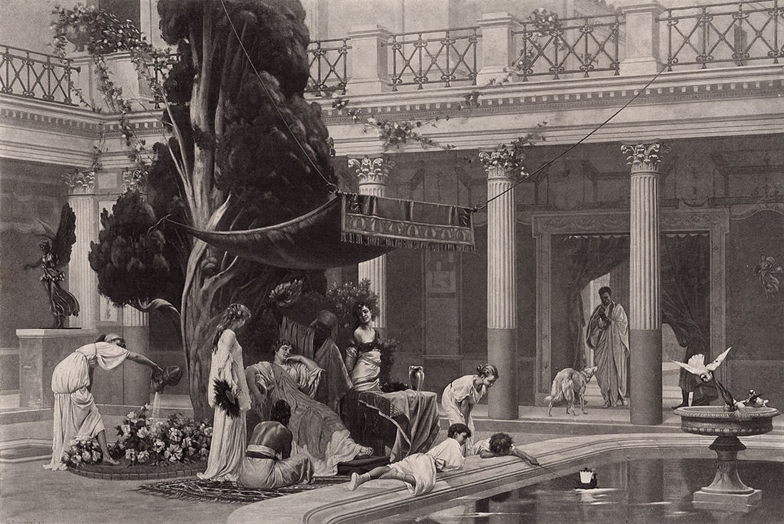Gustave Clarence Rodolphe Boulanger Gynaeceum 1875 Antique Print: Gustave Clarence Rodolphe Boulanger. (French, 1824-188). Gynaeceum. Antique heliogravure on wove paper after the original painting by a Master Engraver. 1875. Signed in the Plate, lower left. Excellen