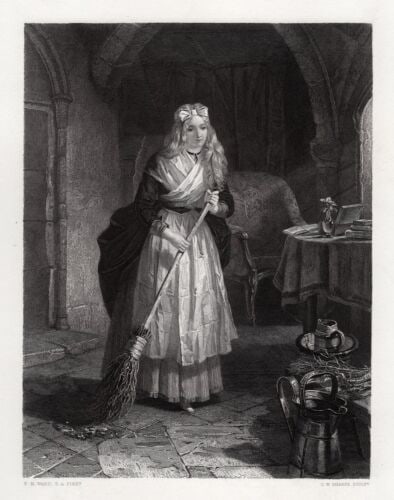 1800s Edward Matthew WARD SIGNED Engraving A King's Daughter Framed: Edward Matthew Ward (English, 1816-1879). A King's Daughter. Antique engraving on wove paper after the original by master engraver Charles William Sharpe (British, 1818 -1899). Signed in the plate. Ye