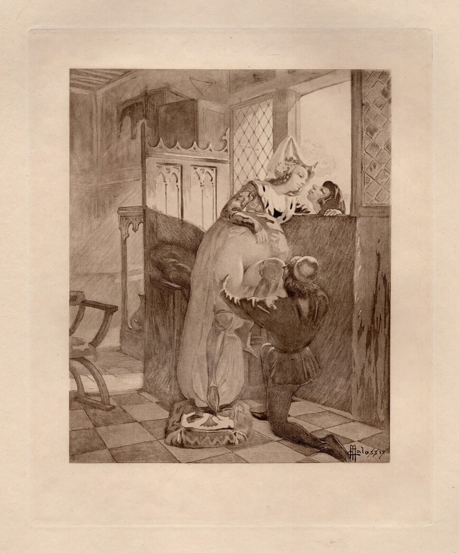 LIMITED EDMOND MALASSIS Engraving The Kiss of Deception Framed SIGNED (1 of 2)