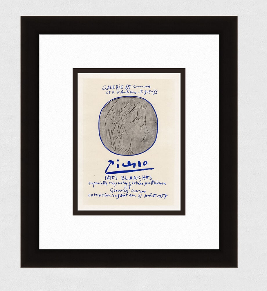 Pablo Picasso Pates Blanches lithograph signed: Pablo Picasso. (1881-1973). Pates Blanches. Color Lithograph after the Original Poster. 1959. Signed in the plate. Excellent. Sauret. Atelier Mourlot. Image Size 6 1/4 x 9 5/8 inches. Approximately 15