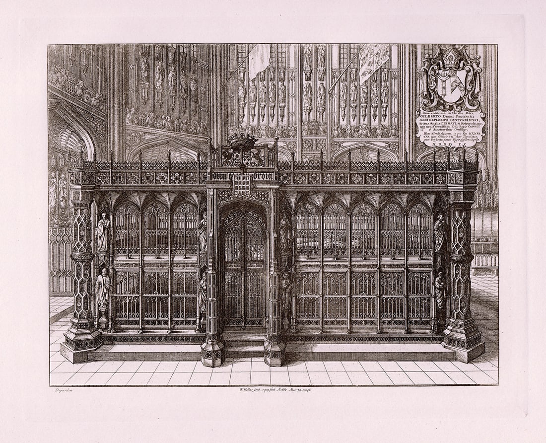 Wenceslaus Hollar 1889 print Henry VII's Shrine signed (1 of 2)