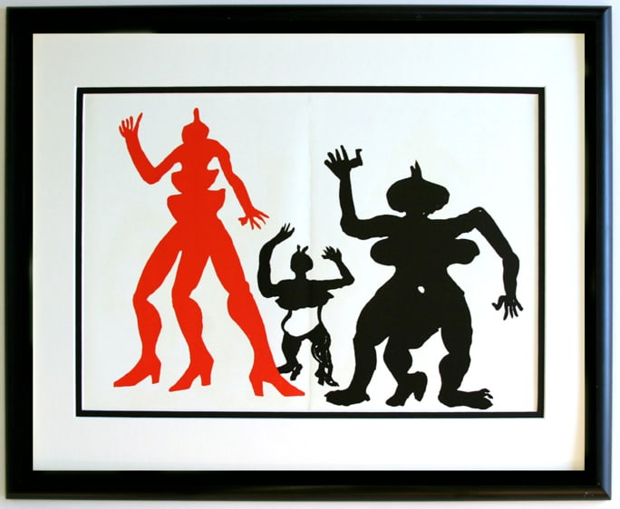 Alexander Calder Original Figures 1975 Lithograph Framed: Calder, Alexander. "Figures" Color lithograph published by Maeght, 1975. Sheet 15 x 22 inches, framed c. 23 x 30 inches. Professionally framed and matted. Notes: reference dlm 212. This artwork is acc