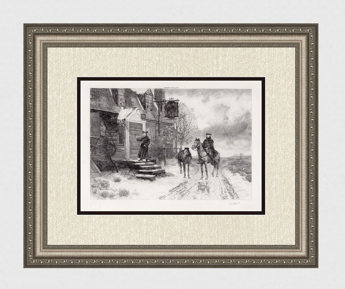 Alfred Wordsworth Thompson 1800s Etching "The Deserted Inn" Signed Framed: Alfred Wordsworth Thompson (American, 1840 - 1896). The Deserted Inn. Antique etching on wove paper after the original painting by master etcher Lucien Nicholas Quarante (French, 1860 - 1902). Year: 1