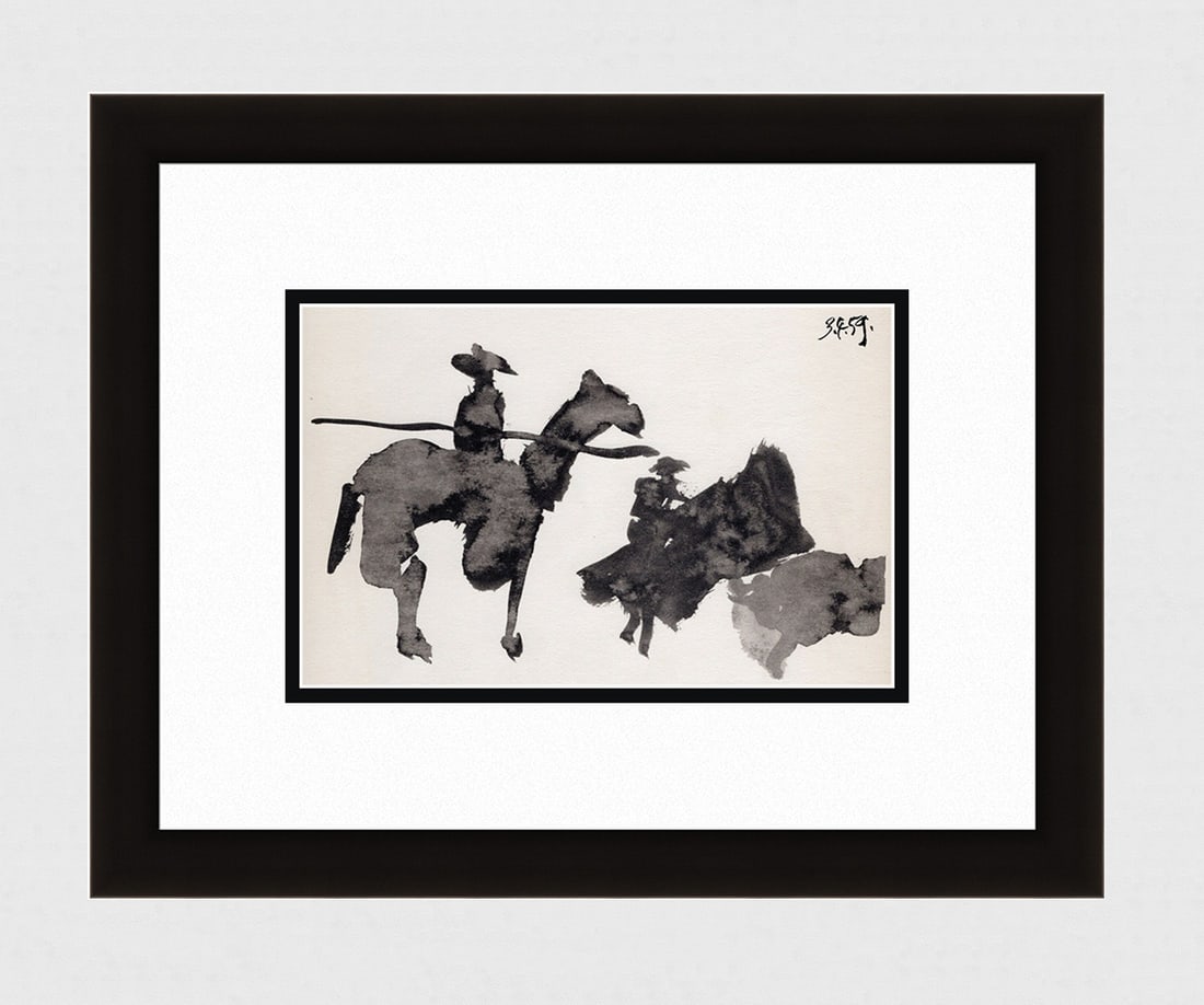 PABLO PICASSO 1961 Vintage Lithograph Picador & Matador FRAMED (1 of 3)
