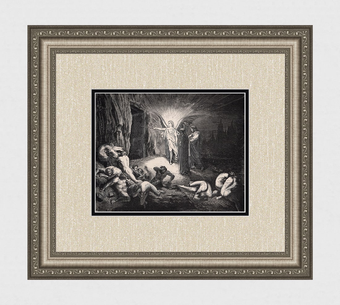 Gustave Dore Gate of Dis (Dante's Divine Comedy Enferno) c. 1880 Woodcut: Gustave Dore (Paul Gustave Louis Christophe Dore) (French, 1832-1883). Chant 8. The Gate of Dis (Dante's Divine Comedy Enferno). Antique woodcut wove paper after the original by master wood engraver H