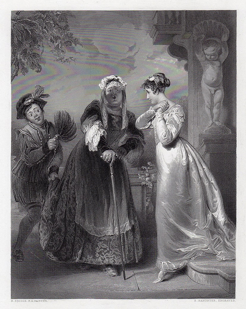 1800s Henry William PICKERSGILL Engraving Florimel & the Witch SIGNED Framed (1 of 3)