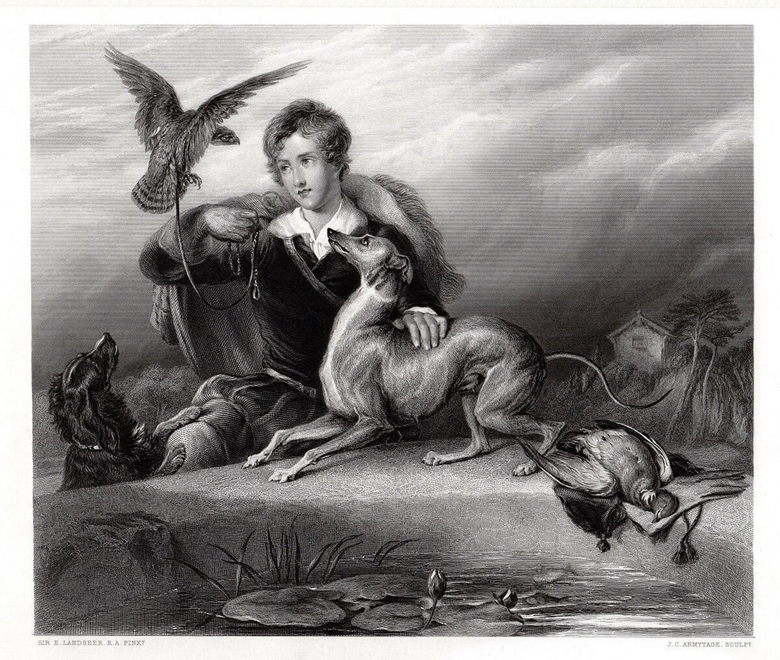 Sir Edwin Henry Landseer The Chieftain's Friends engraving signed: Sir Edwin Henry Landseer. (English, 1802-1873). The Chieftain's Friends. Antique engraving on wove paper after the original painting by master engraver James Charles Armytage (English, 1802-1897). 186