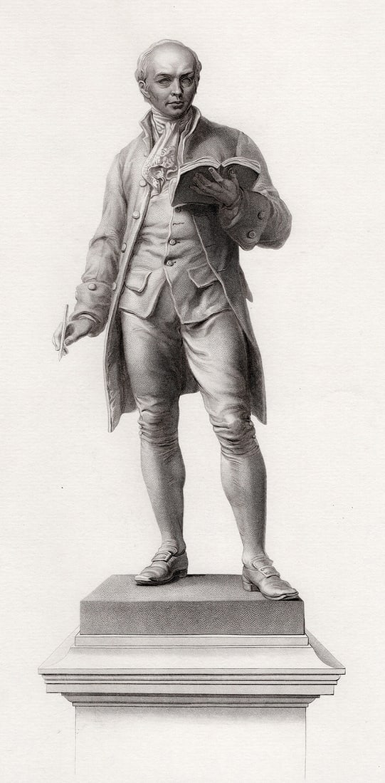 1800s John Henry Foley Engraving "Writer Oliver Goldsmith" Framed COA: John Henry Foley RA (Irish, 1818 - 1874). Goldsmith. Antique engraving on wove paper after the original by master engraver George J Stodart (British, 1884-1890 c.fl.).Year: 1865. Image Size 3 3/4 x 9 