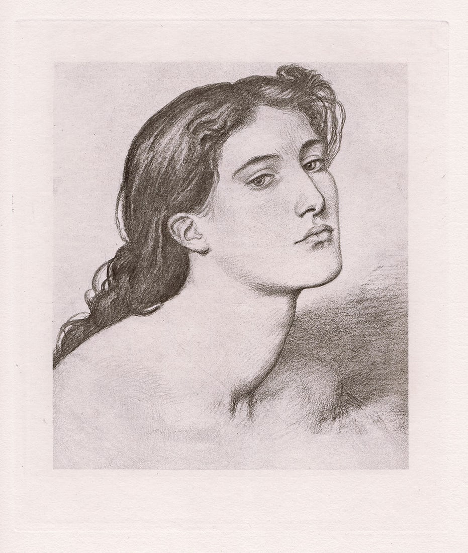 Dante Gabriel Rossetti Female Head 1883 engraving (1 of 2)
