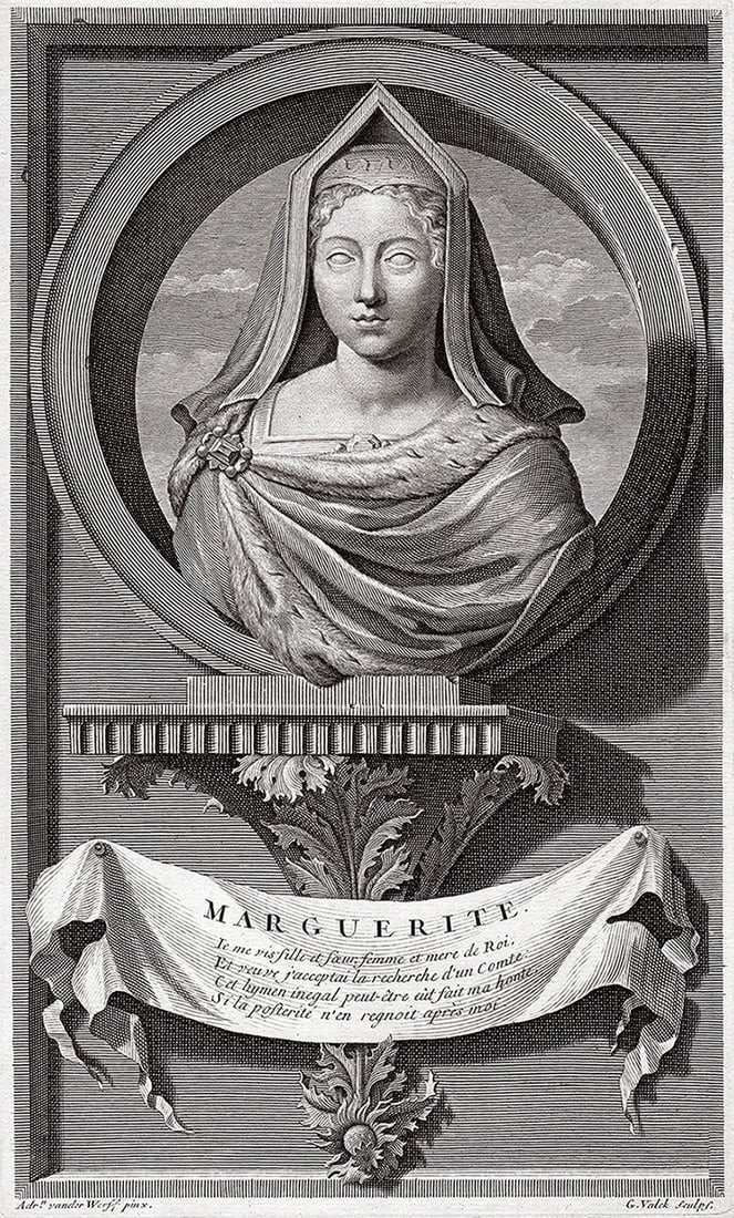 Adriaen van der Werff 1697 Antique Engraving Saint Margaret of Scotland Framed: Adriaen van der Werff (1659 - 1722). Portrait of Saint Margaret of Scotland. Antique engraving on wove paper after the original by master engraver Gerard Valck (Dutch, 1651/2-1726). Year: 1697. Signed