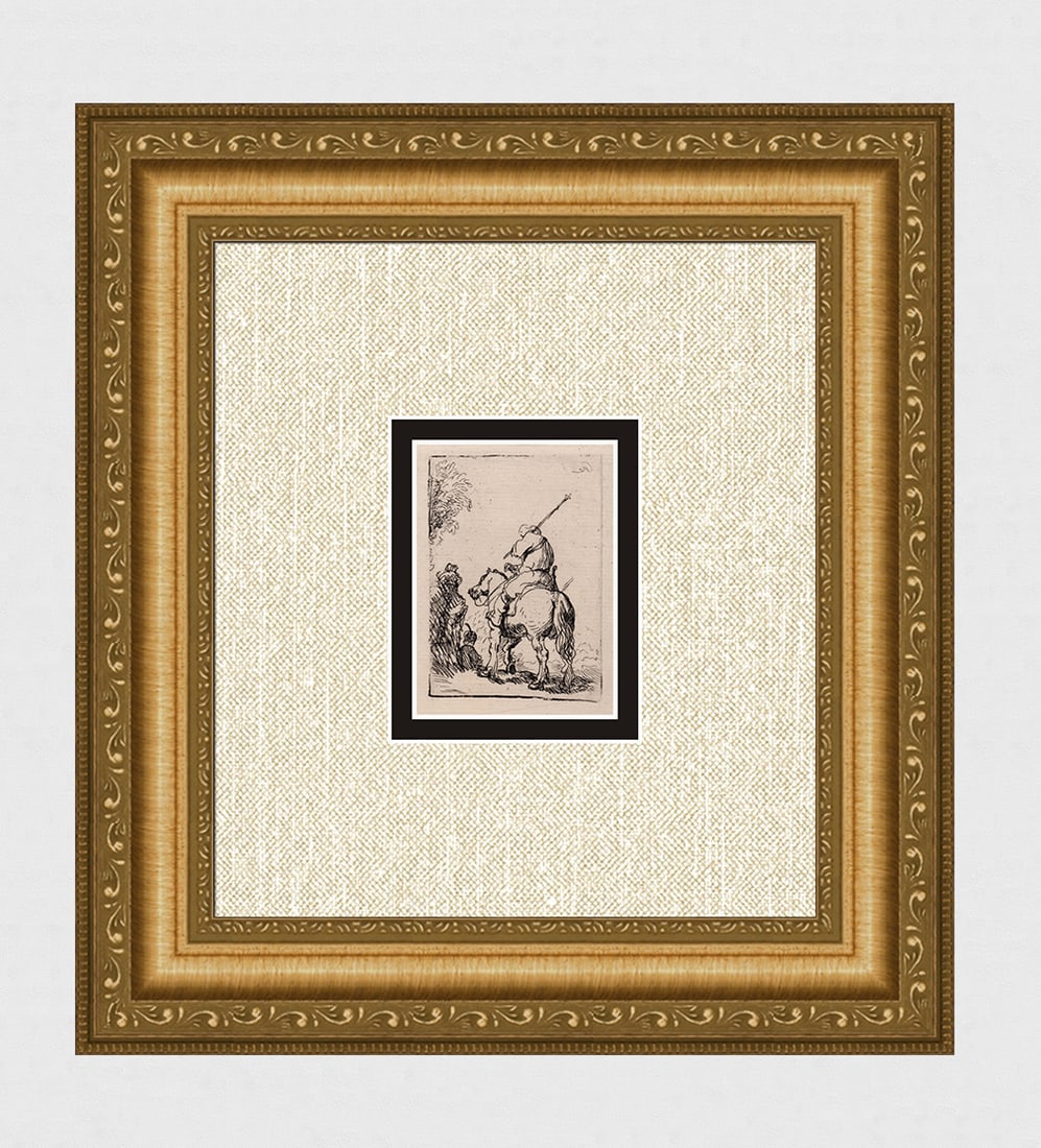 1800s REMBRANDT B139 The Turbaned Soldier DURAND: After Rembrandt Harmenszoon Van Rijn (1606-1669). Title: The Turbaned Soldire. Medium: Antique hand pulled copper plate etching on laid paper after the original by master etcher Amand Durand (1831 - 1