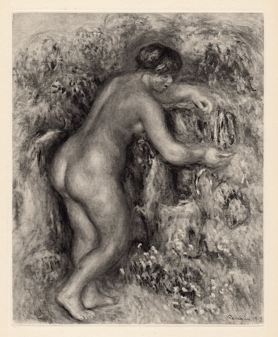 Pierre Auguste Renoir 1919 NUDE Engraving "Standing Bather" Signed Framed (1 of 2)