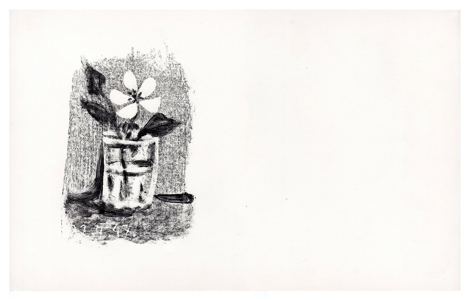 Pablo Picasso Lithograph Flowers in a Glass: Pablo Picasso. Flowers in a Glass, 1947. Lithograph on watermarked wove paper. Dated in the plate lower left of the image. Paper Watermarked "Andre Sauret." References: Mourlot #98 Bloch #450. Lithogr