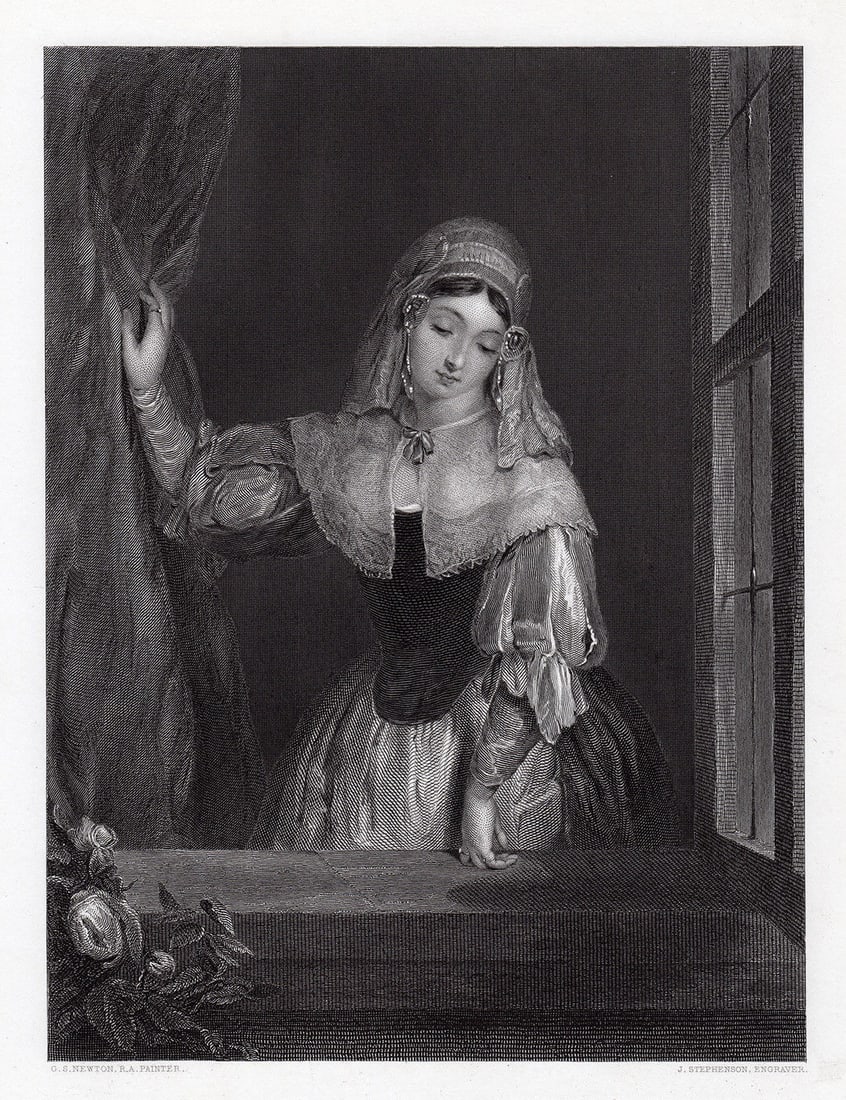 Gilbert Stuart Newton RA The Casement (A Dutch Girl) (?The Window?) 1852 engraving (1 of 3)