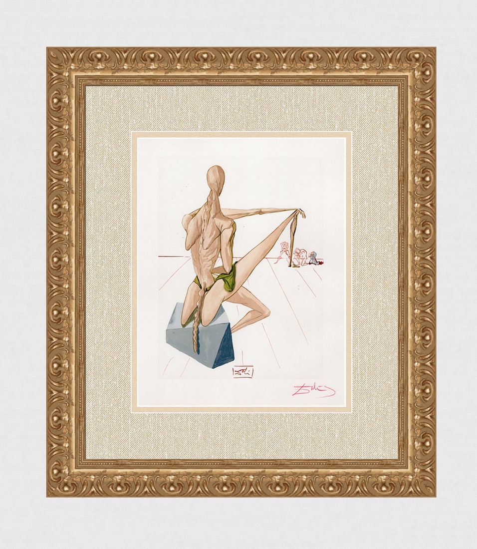 1960 Salvador Dali Minos Authentic Woodcut: Salvador Dali. (1904-1989). "Minos" Enferno Canto 5 . Authentic Original Color Woodcut from The Divine Comedy Printed in 1960 on B.F.K. Rives Paper ( this is not a reproduction, copy, or reprint, but 