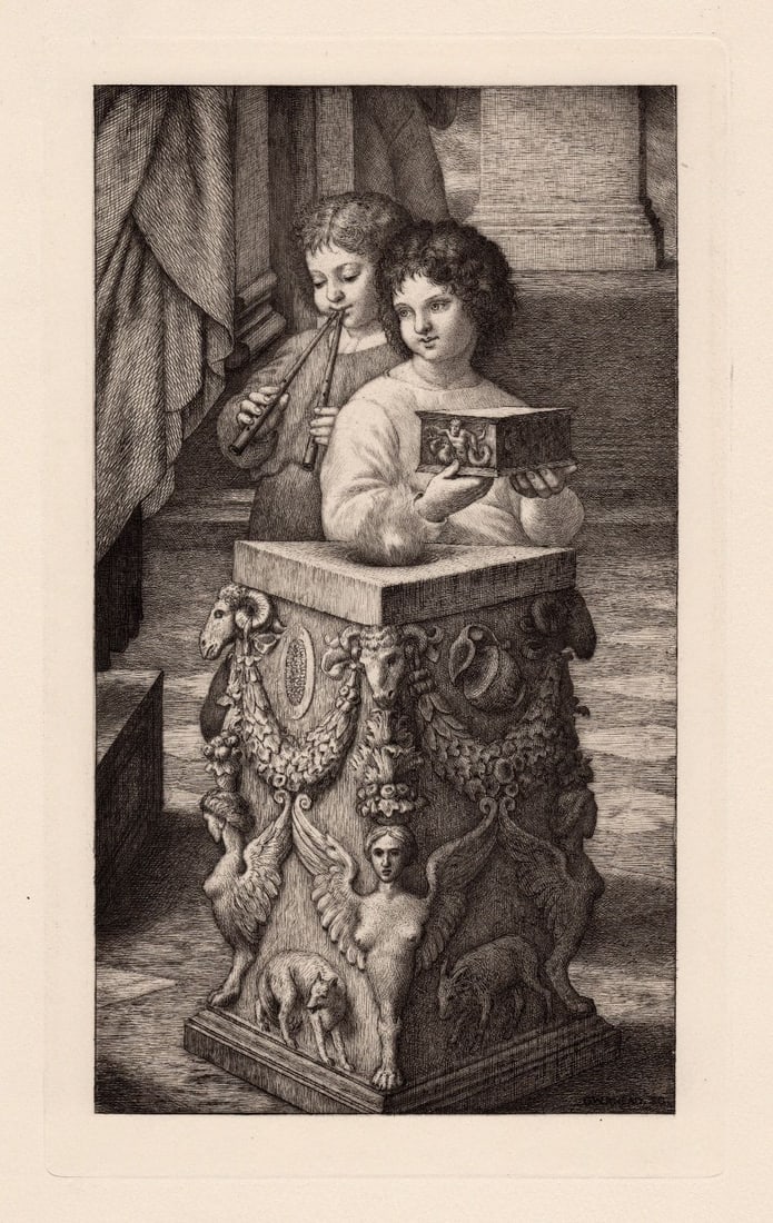 Raphael Children at the Altar (from Raphael's Sacrifice at Lystra) etching signed (1 of 5)