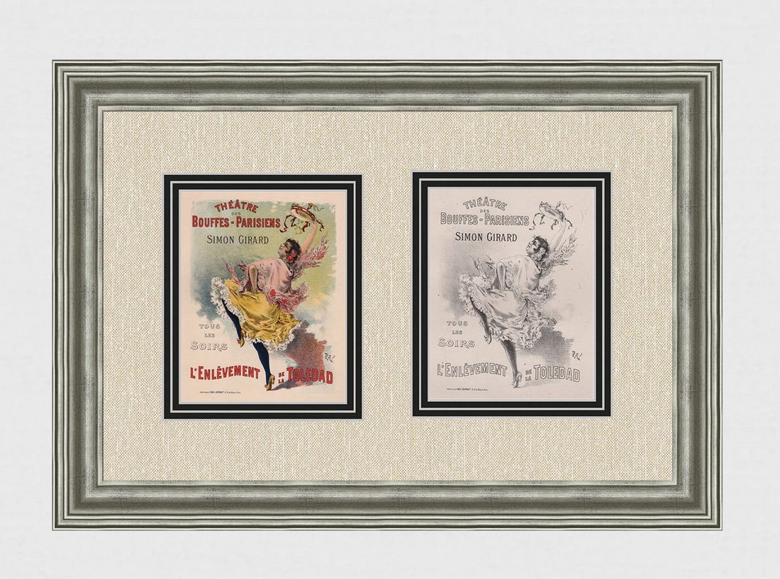 1896 PAL Theatre Simon Girard one of 25 on Japon with proof: Jean De Palaeologue, PAL ( 1860 - 1942). Theatre Simon Girard. Stone lithograph on Japon Paper. Extremely rare. One of only 25 printed on Japon paper and accompanied by single color proof. Year Printe