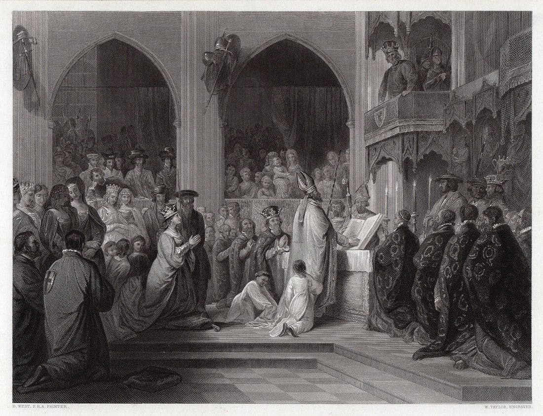 Benjamin West The Installation 1852 Engraving Signed (1 of 3)