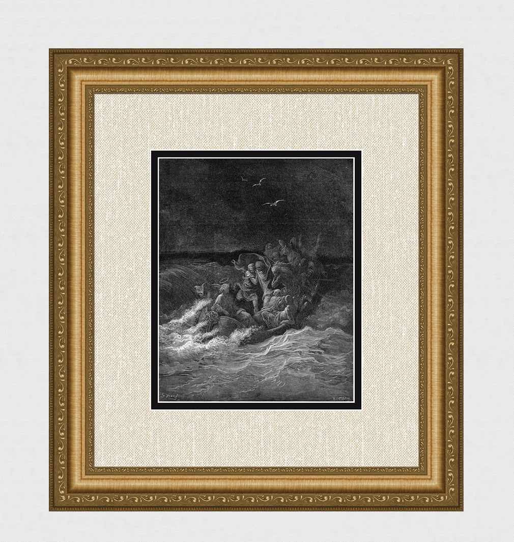 Gustave Dore Christ and the Tempest c. 1880 Wood Engraving (1 of 3)