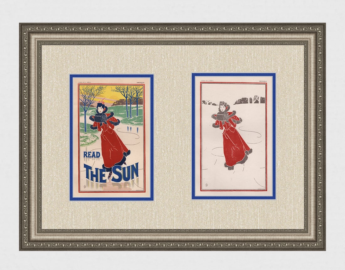 1897 Louis Rhead The Sun Lithograph one of 25 on Japon with Proof Framed (1 of 9)