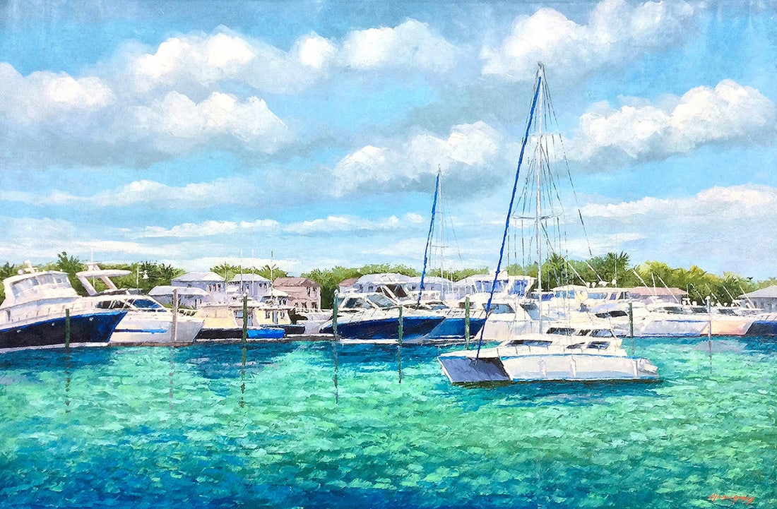 Mauricio Garay Original Painting Naples Marina II 60 x 40 inches (1 of 3)