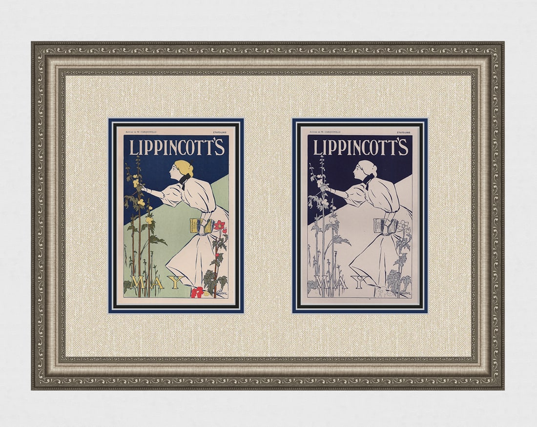 1897 Carqueville Lippincott's Lithograph one of 25 on Japon with Proof Framed (1 of 9)