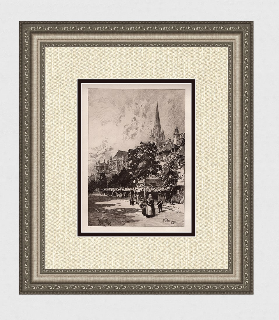 Herbert Railton 1890 Antique Print St. Pierre Caen Gallery Framed (1 of 3)