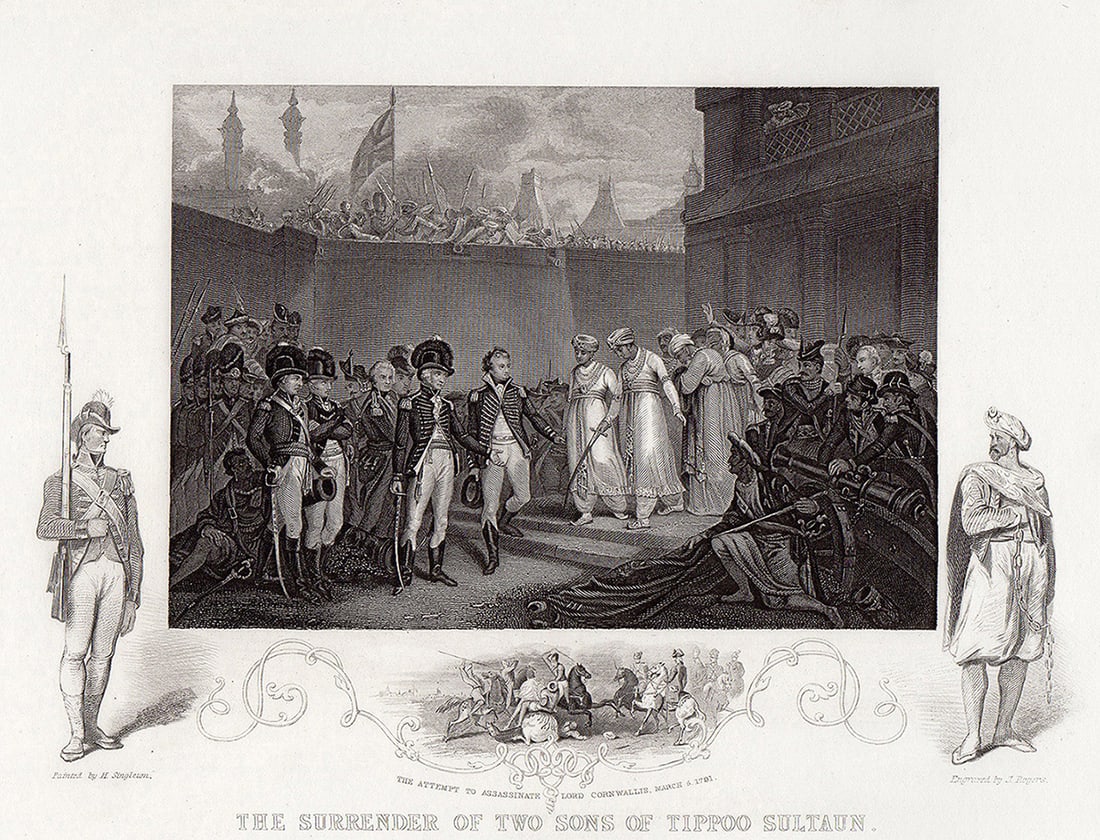 Henry Singelton 1855 Engraving Sons of Tippoo Sultaun Exiled signed framed (1 of 2)