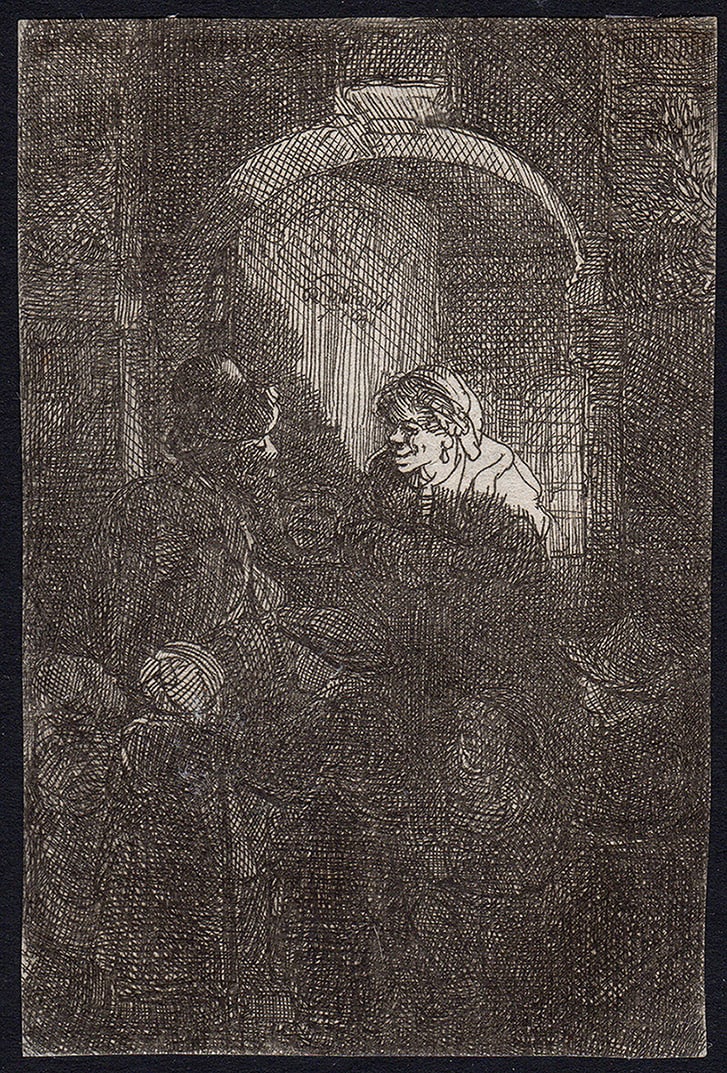 REMBRANDT Etching B128 The Schoolmaster FRAMED (1 of 2)
