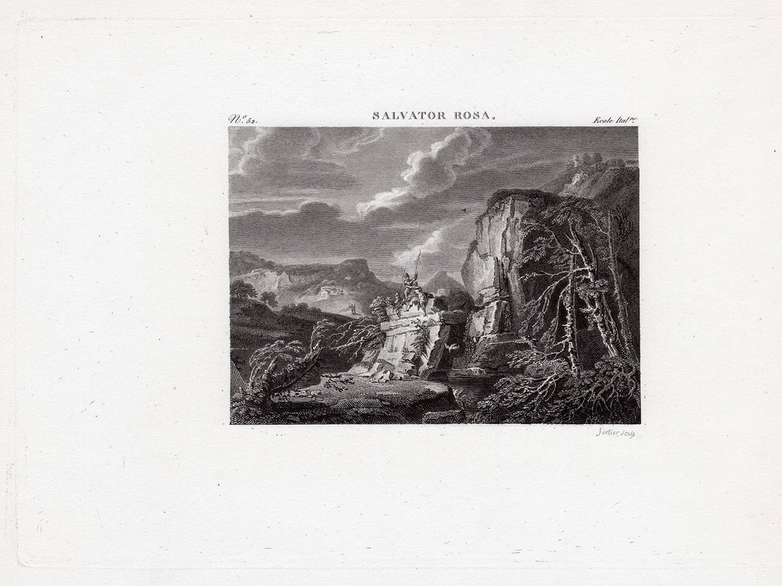 Salvator Rosa Paysage 1818 etching (1 of 2)