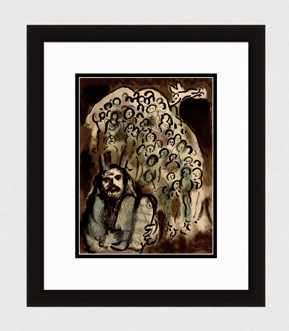 1973 Marc Chagall Lithograph Le Message Biblique Framed: Marc Chagall (1887-1985) Le Message Biblique (M. 689). Original Lithograph on Wove Paper. 1973. Atelier Mourlot. Dimensions: Sheet Size: c. 9 1/2 x 12 1/2 inches. Framed Dimensions: Approximately 19 x