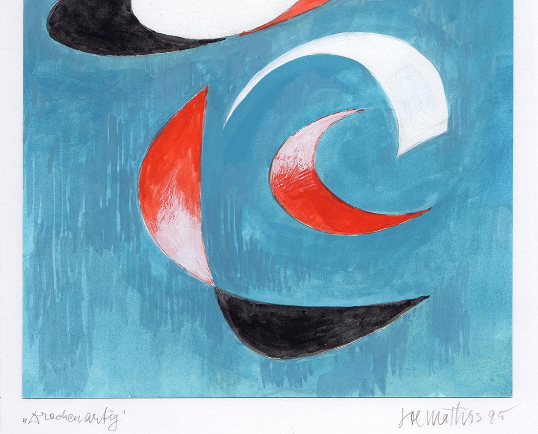 Mathis Original Gouache Dragon like Framed Swiss - 3