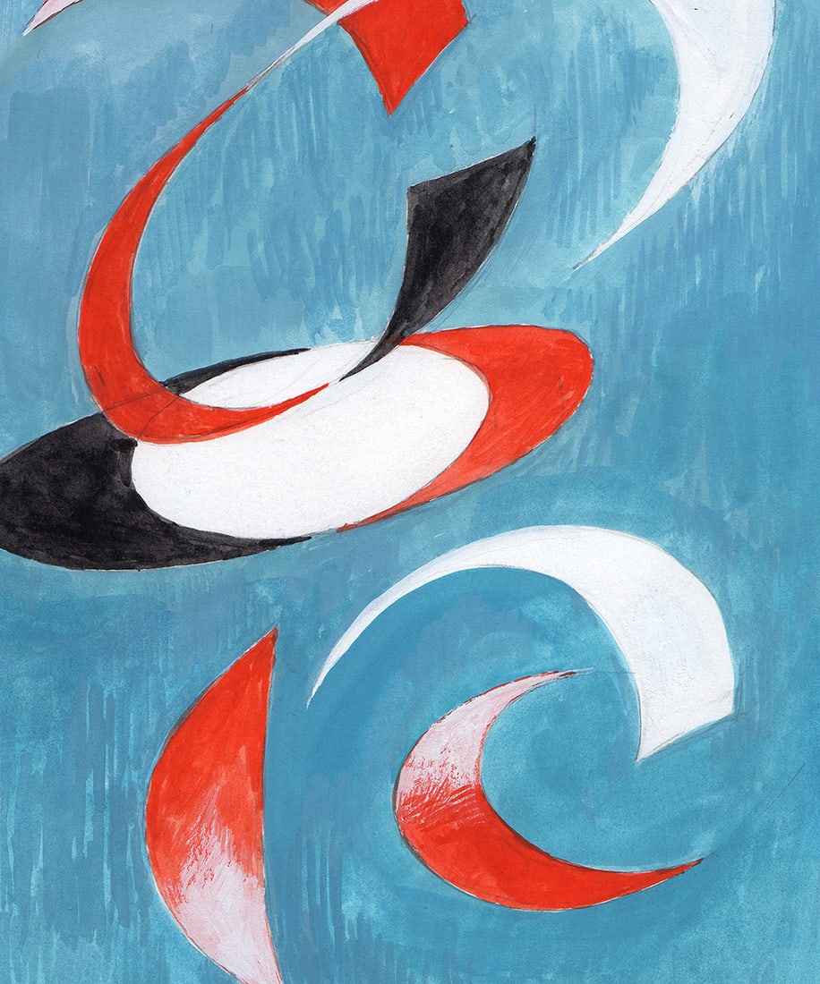 Mathis Original Gouache Dragon like Framed Swiss - 5
