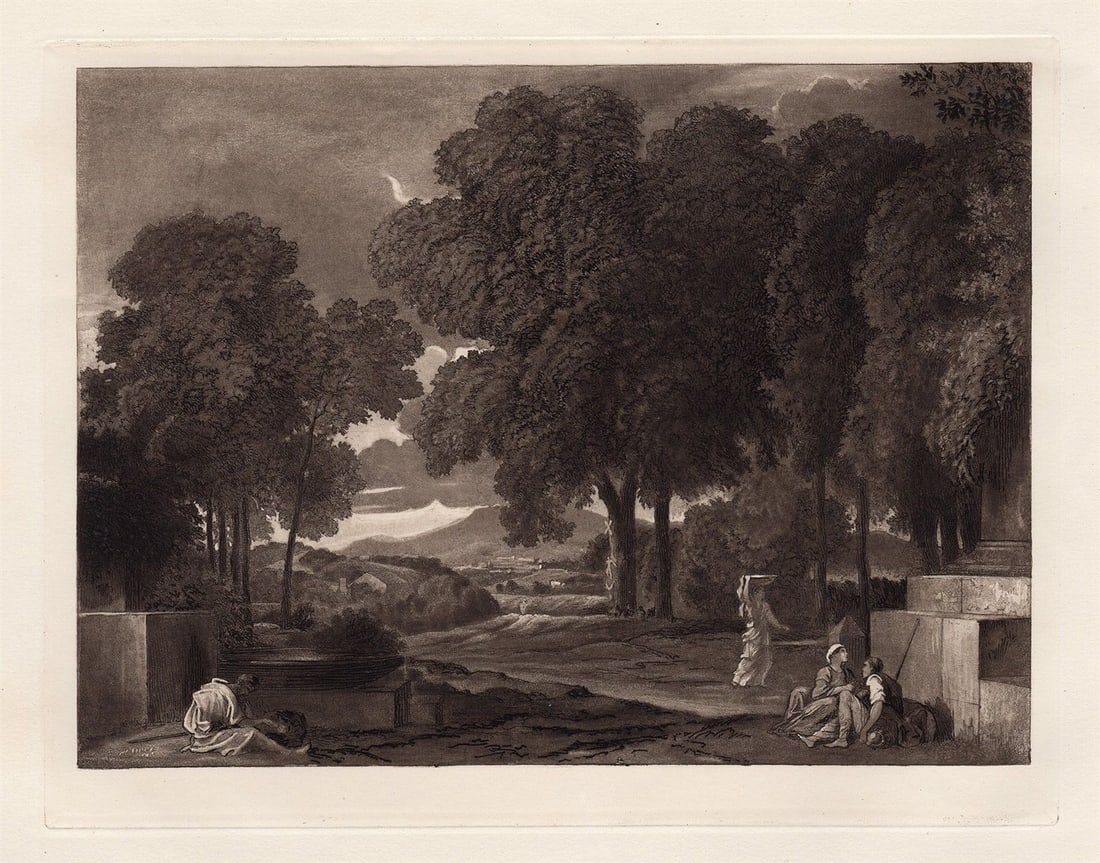 Nicolas Poussin 1886 etching Phocion signed: Nicolas Poussin. (French, 1594-1665). Phocion. Antique etching on thick wove paper after the original by master etcher Charles Oliver Murray (Scottish, 1842-1923). 1886. Signed in the plate. Excellent