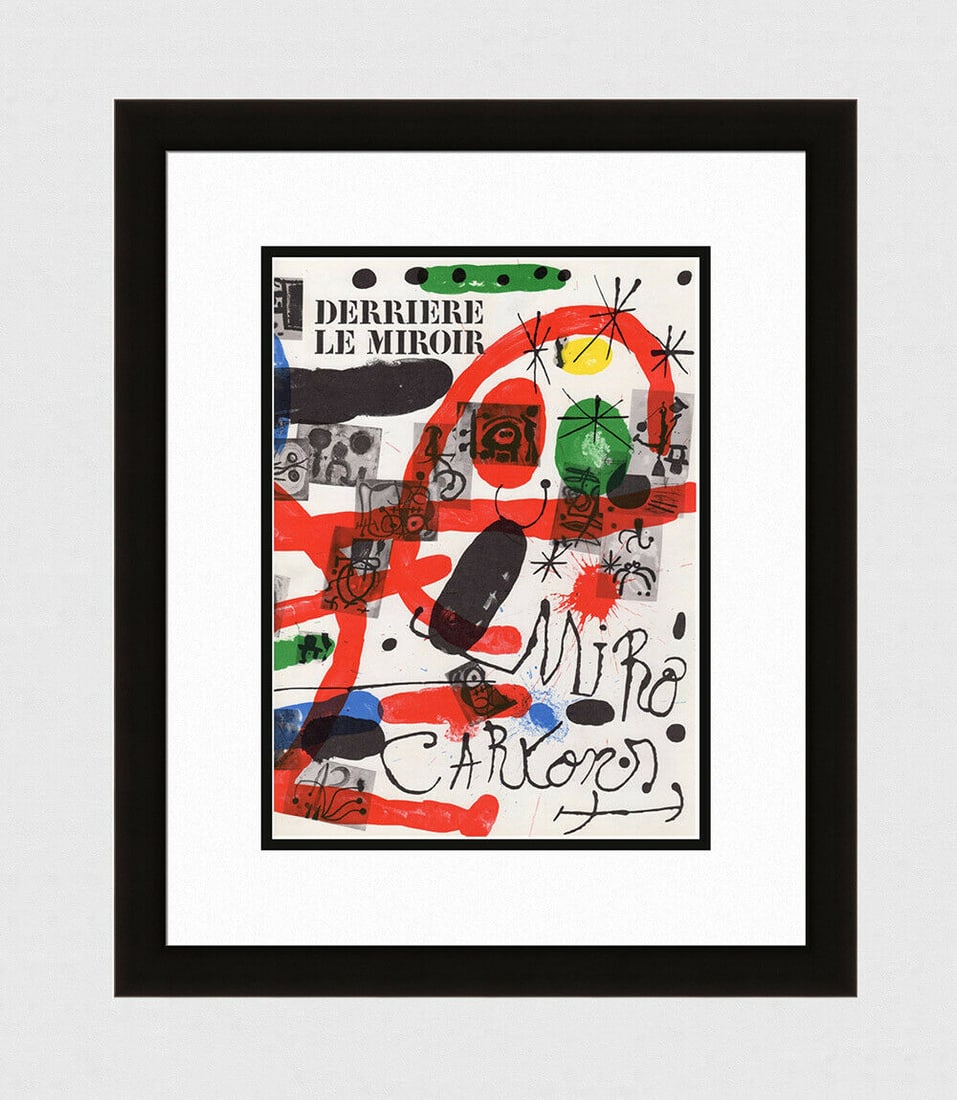 1965 Original 1965 Derriere Le Miroir Cartons Lithograph SIGNED Framed: Joan Miro (1893 - 1983). Cartons. Original color lithograph on wove paper. Year: 1965.Condition: Excellent. Dimensions: Sheet Size - 11 x 15 inches. Framed Dimensions: Approximately 17 3/8 x 21 1/2 in
