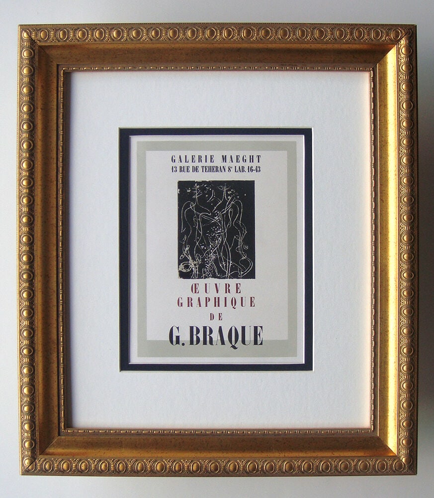Georges Braque Ceuvre Graphique 1959 lithograph: Georges Braque. (1882-1963). Ceuvre Graphique. Color Lithograph after the Original Poster. 1959. Excellent. Sauret. Atelier Mourlot. Image Size - 6 1/2 x 8 3/4 inches. Approximately 15 x 17 inches. Ga