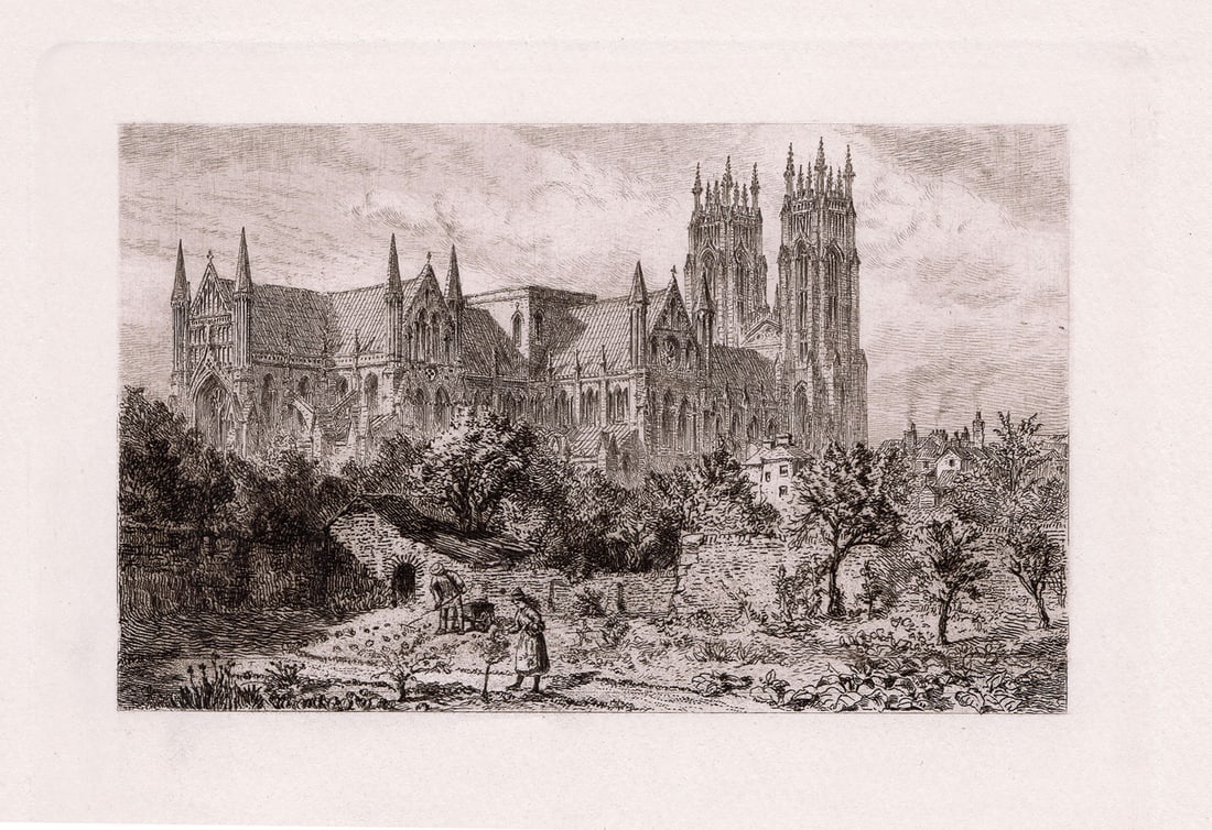 Alfred Dawson Beverley Minster 1892 etching - 2