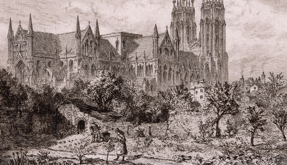 Alfred Dawson Beverley Minster 1892 etching - 3