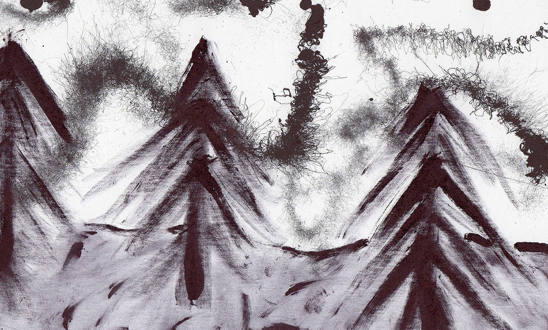 LOOK Patrick Mcdowell ORIGINAL Ink Drawing "Three Trees" Framed HAND SIGNED COA - 3
