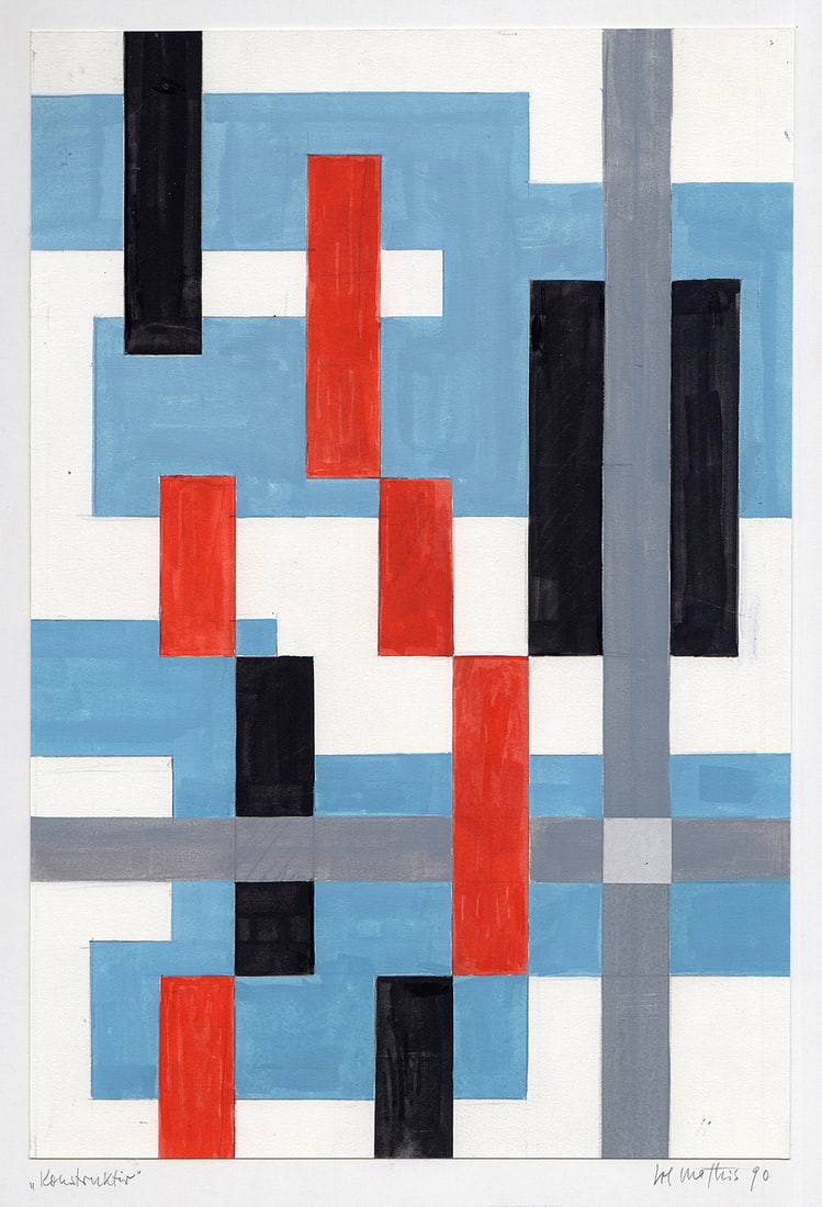 Mathis Original Gouache Construction Framed Swiss - 2