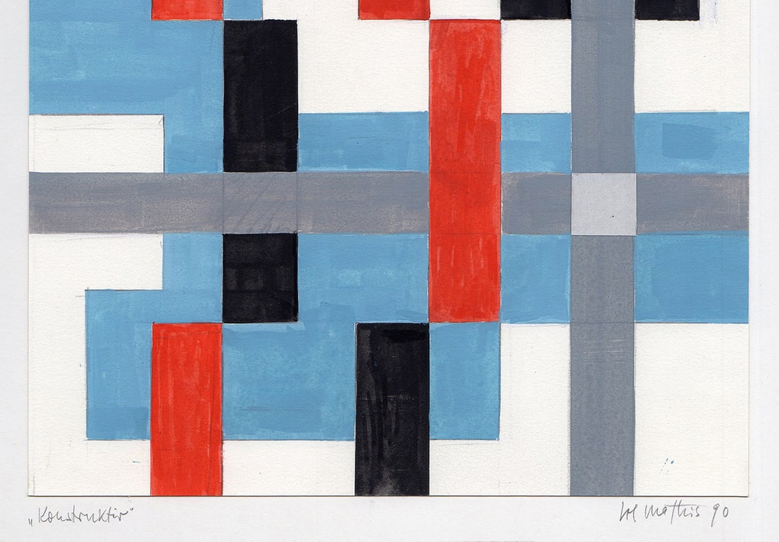 Mathis Original Gouache Construction Framed Swiss - 3