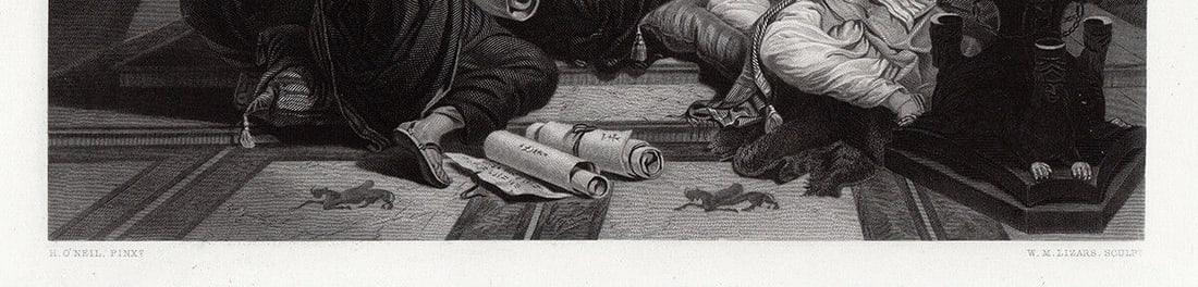 Henry Nelson Ahasuerus engraving signed 1867 - 2