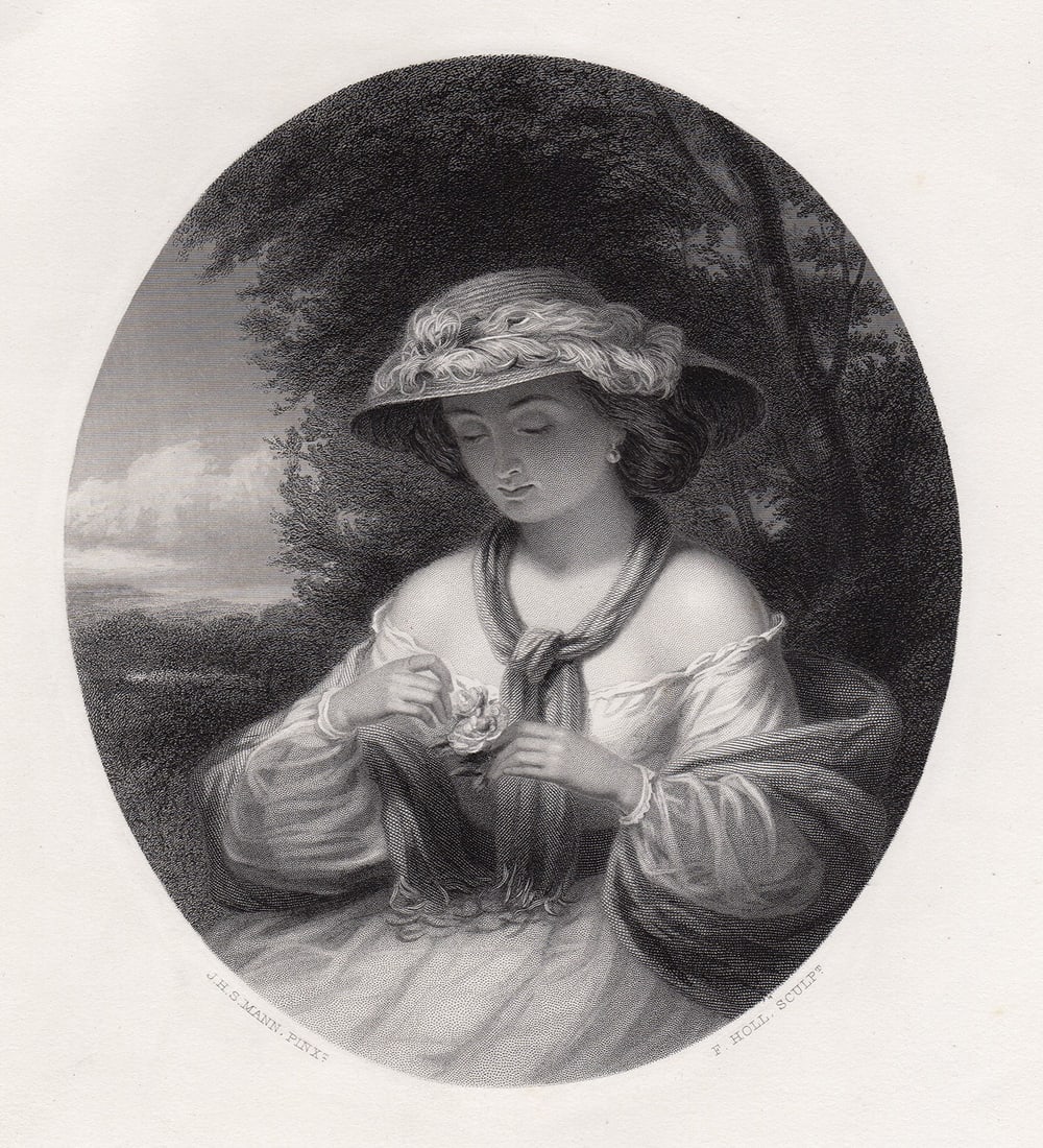 Joshua Hargrave Sams Mann The Country Blossom engraving signed (1 of 2)