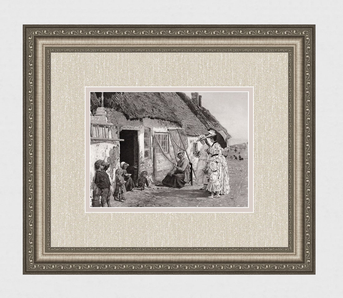 Firmin Girard 1800s Antique Print Visiting the Seaside Framed Signed (1 of 3)
