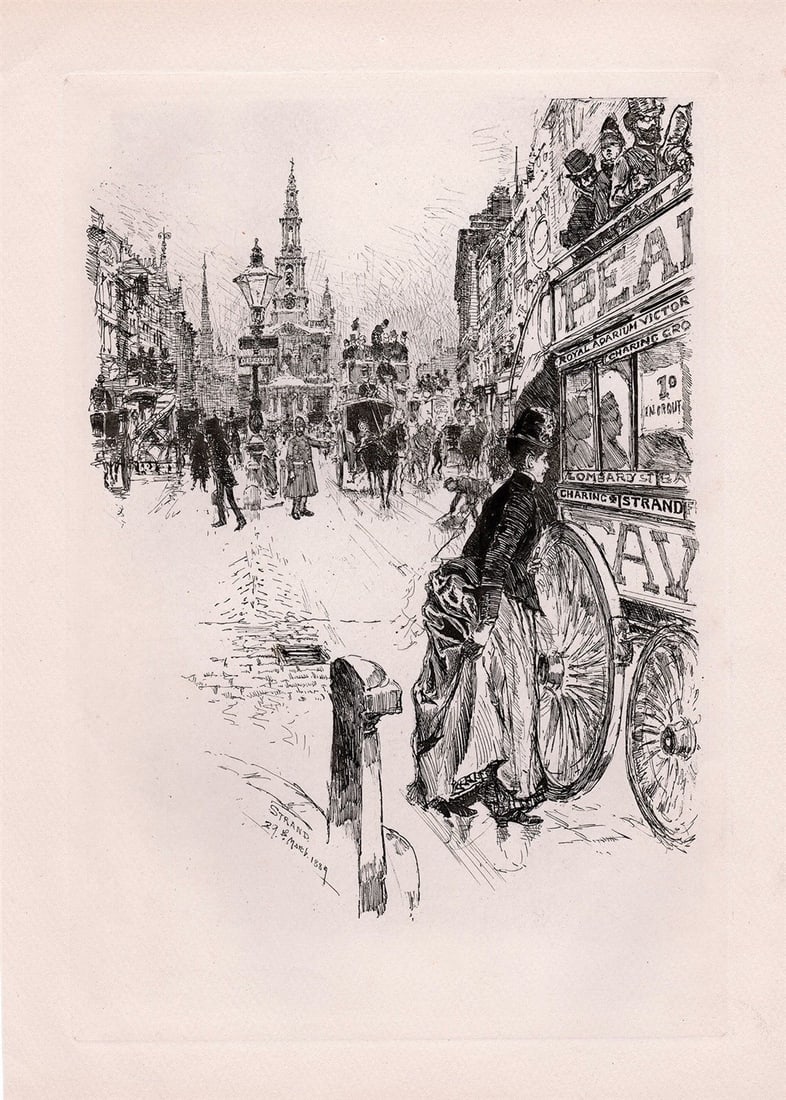 Joseph Pennell The Crossing at Wellington Street 1890 etching (1 of 3)