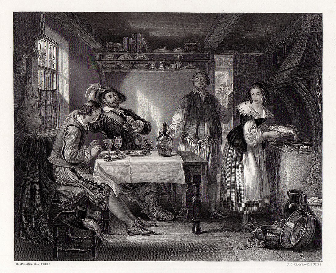 Daniel Maclise 1859 engraving Gil Blas signed - 2
