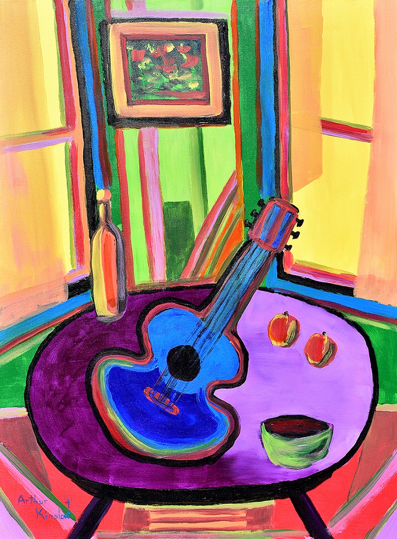 Arthur Kinslow Original Painting Still Life with Mandolin 30 x 40 Inches (1 of 3)