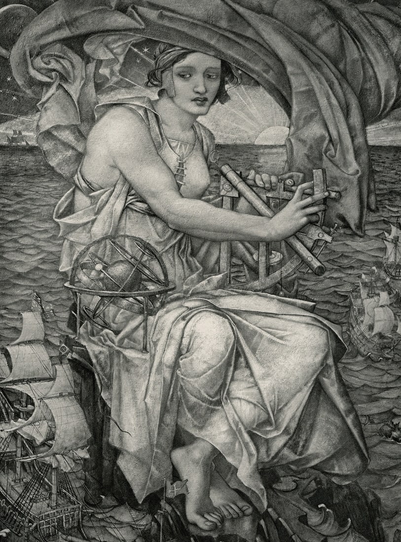 Edward Reginald Frampton Antique Print LADY NAVIGATION Framed - 3