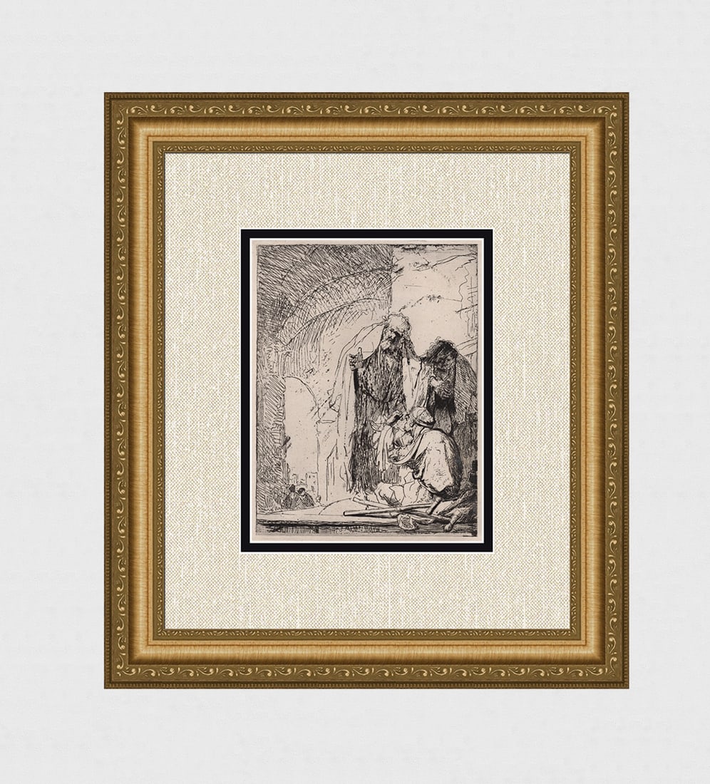 1800s REMBRANDT B95 Etching Peter at the Gates of the Temple Durand (1 of 4)